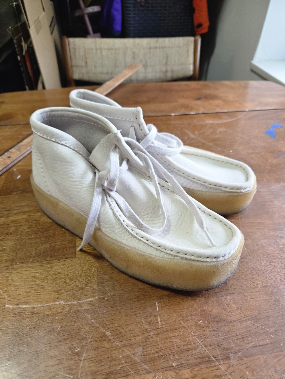 Clarks Originals Wallabee Cup Boot - White Nubuck - Women’s UK 4 / US 6.5